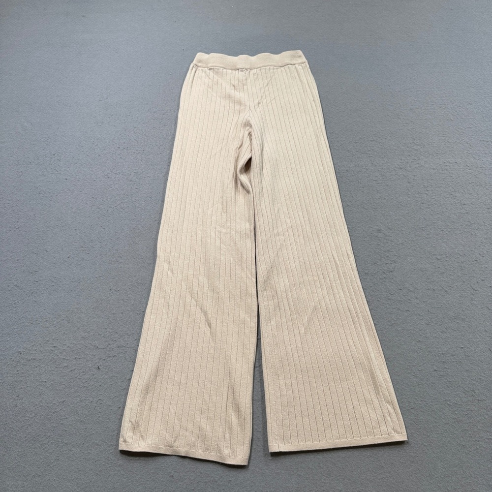 Abercrombie & Fitch Pants‎ Women's M Beige Wide Leg Soft A&F Ribbed Knit Baggy - Picture 2 of 7